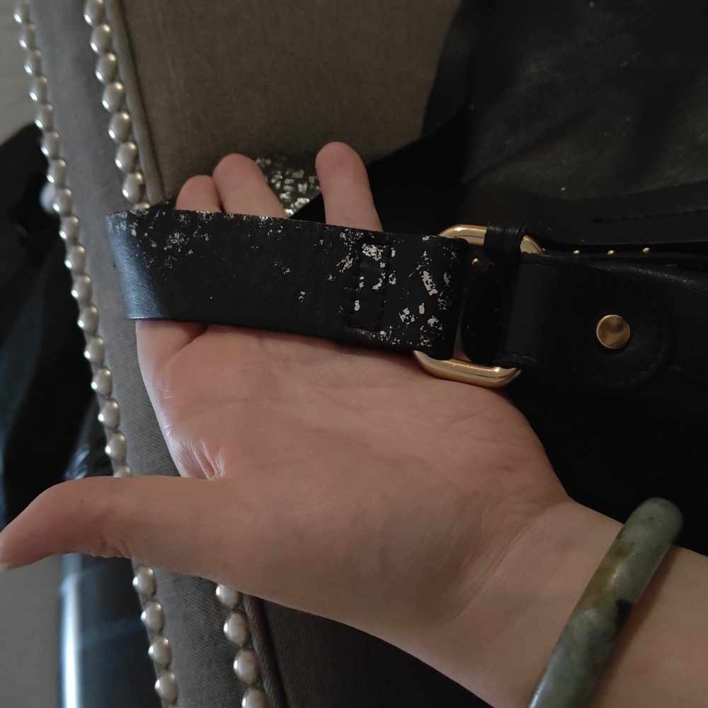 A. Bellucci Studded Italian Leather Satchel Flap Hobo Shoulder Bag - Picture 5 of 7